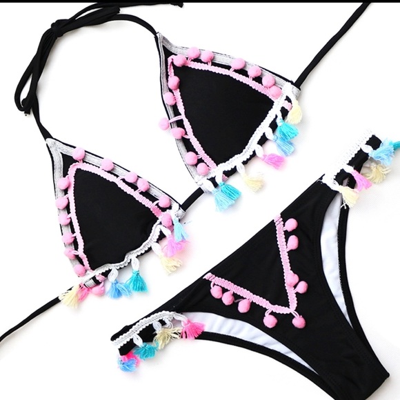 Tassel Pom Pom Colorful Bikini - Picture 4 of 6
